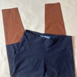 Outdoor Voices Dipped 7/8 Warm Up Leggings Blue Brown Women’s Sz L Athletic Yoga